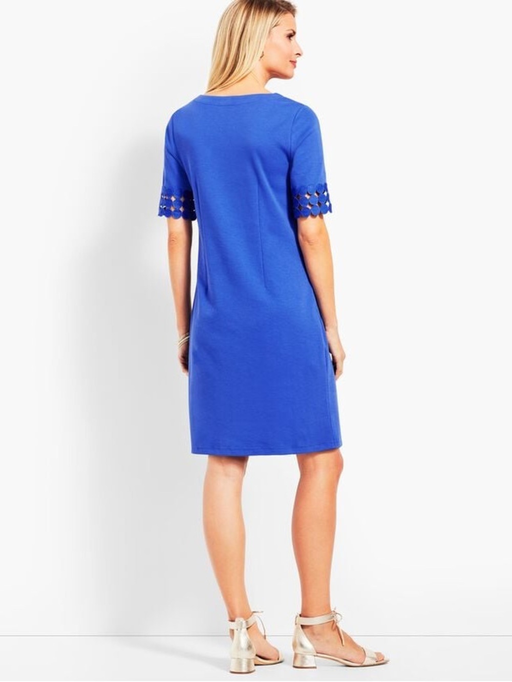 Talbots LACE ELBOW SHIFT DRESS BLUE SIZE 1XP